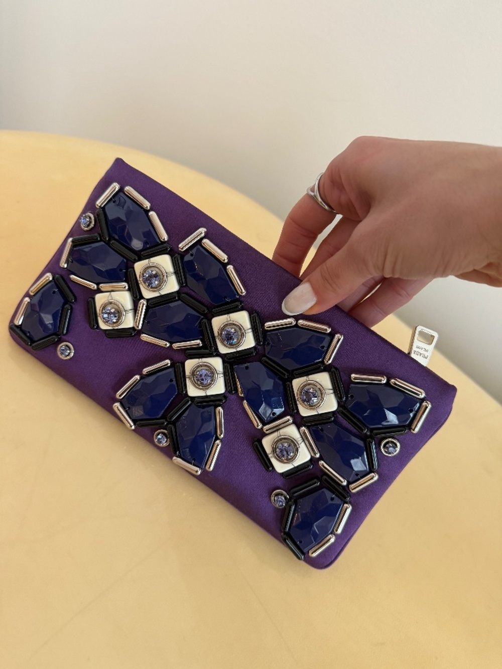 Prada Purple Satin Embellished Clutch - Picture 2 of 9